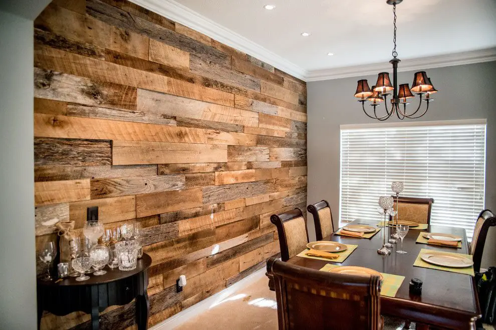 Create A Rustic Look with Reclaimed Wood or Other Natural Materials Modern Dining Room Accent Wall Ideas