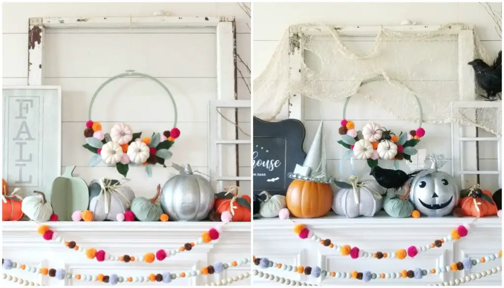 Colourful Fall Mantel Decor