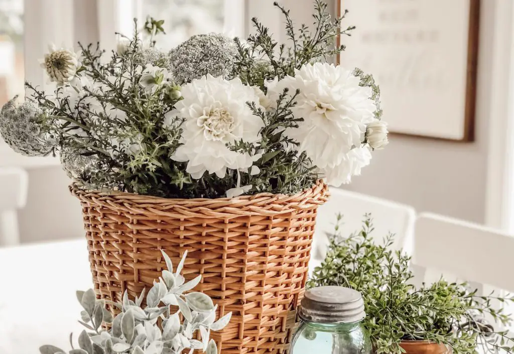 Floral Bouquet in a rattan basket Ideas